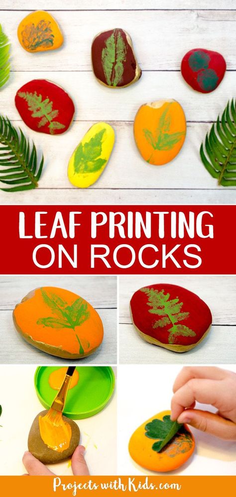 Easy Rock Painting, Leaf Print Art, Leaf Printing, Autumn Craft, Nature Craft, Kids Fall Crafts, Easy Fall Crafts, Autumn Activities For Kids, Painting Activities