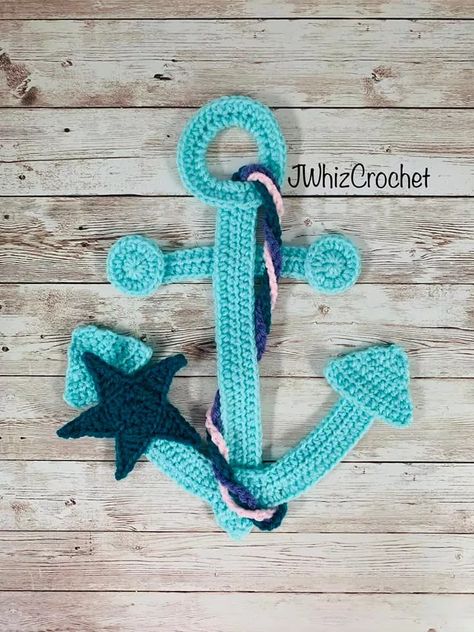 Anchor Crochet Pattern Free, Nautical Granny Square Crochet, Crochet Anchor Pattern Free, Crochet Anchor Applique, Crochet Nautical, Crochet Anchor, Nautical Crochet, Mermaid Applique, Craft Themes