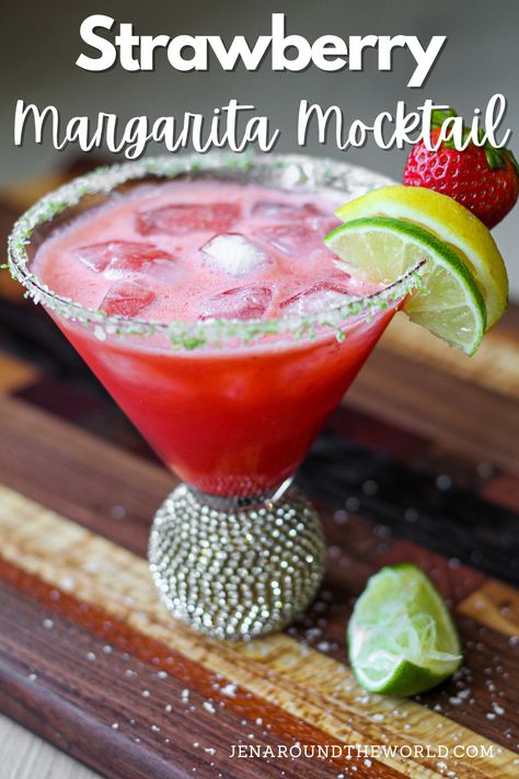 Make this delicious strawberry margarita mocktail with just a few simple ingredients you might already have on hand.

Summer is not over yet and the yummy drinks are still flowing around here. Last week I share with y'all a delicious S'mores Campfire Cocktail. Today — I have one for non-alcoholic drink lovers. This one features my homemade strawberry syrup. You will LOVE it! Strawberry Mocktail Non Alcoholic, Strawberry Margarita Mocktail, Margarita Mocktail Recipe, Homemade Strawberry Syrup, Margarita Mocktail, Mocktail Drinks, Margarita On The Rocks, Strawberry Margarita, Strawberry Syrup