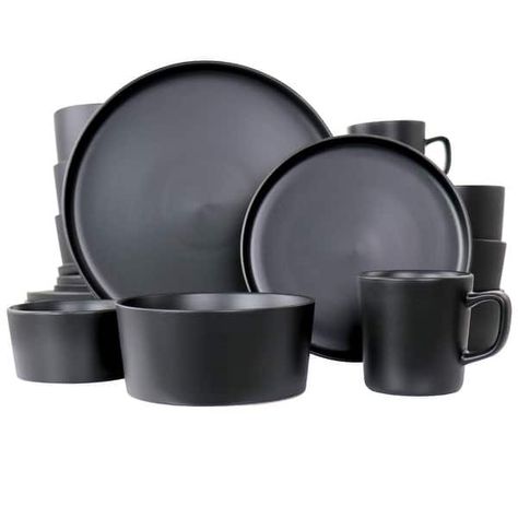 Dinnerware Set 20 Piece in Midnight - On Sale - Bed Bath & Beyond - 37423631 Black Dinnerware, Dishware Sets, Stoneware Dinnerware Sets, Stoneware Dinnerware, Elegant Sets, Beautiful Dishes, Small Plates, Bed Decor, Dinnerware Set