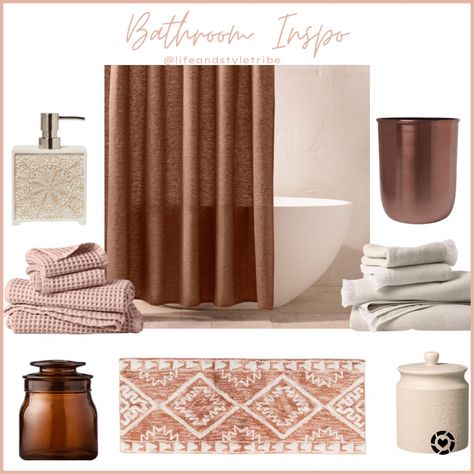 Bathroom Aesthetic Modern, Target Bathroom, Tan Bathroom, Modern Bathroom Furniture, Bathroom Renovation Ideas, Earthy Bathroom, Pink Bathroom Accessories, Neutral Bathroom Decor, Brown Bathroom Ideas