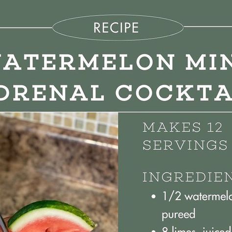 Amanda Montalvo on Instagram: "I'm continuing my summer adrenal cocktail kick with the next most requested flavor: watermelon! I feel like I should be on a beach with this one 🏖 The purpose of the adrenal cocktail is to provide support via important electrolytes sodium and potassium, which are much better absorbed together as well as whole food vitamin C. ⁣By giving your adrenals what they need to thrive, it helps your body respond properly to stress.⁣ Watermelon Mint Adrenal Cocktail 🍹 This Watermelon Adrenal Cocktail, Adrenal Cocktail Recipe, Adrenal Cocktail, Watermelon Mint, Summer Food, Iced Drinks, My Summer, Summer Recipes, Vitamin C