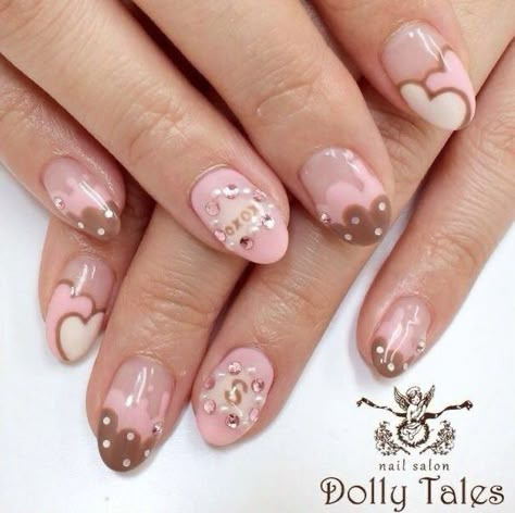 Short Nail Designs Kawaii, Nail Inspo Kawaii, Pudding Nails, Sweets Nails, Grandma Nails, Rilakkuma Nails, Dolly Nails, Nail Art Design 2023, Dolly Art