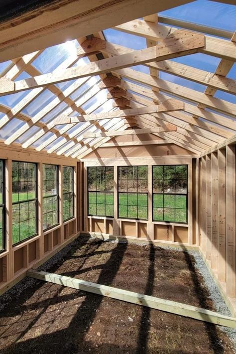 Home Attached Greenhouse, Reclaimed Wood Greenhouse, Wooden Greenhouse Plans, Small Yard Greenhouse, 10x20 Greenhouse Plans, Diy Greenhouse Using Old Windows, Post And Beam Greenhouse, Rustic Greenhouse Ideas, Free Greenhouse Plans