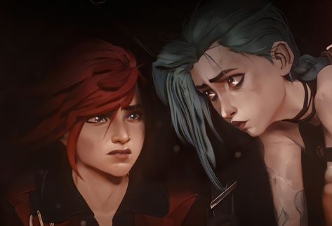 Vi And Jinx Matching Icons, Jinx And Vi Matching Pfp, Arcane Matching Pfp, Jinx And Vi, League Of Legends Boards, Vi Arcane, Get Jinx, Goth Hair, Jinx League Of Legends