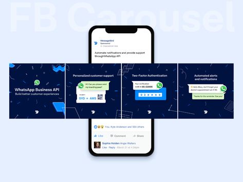 WhatsApp – FB Carousel by Chiara Verdoliva on Dribbble Linked In Carousel, Carousel Social Media Design, Infographic Carousel Design, Carousel Ads Design, Carrousel Instagram, Instagram Ads Design, Carousel Design, Instagram Carousel, Vector Character Design