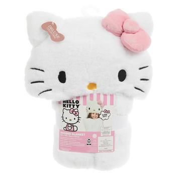 Dimensions: 50" x 30" x 8" D Color: White, Pink, Yellow & Black Content: 100% Polyester Quantity: 1 Care: Machine Wash, Cold, Separately Non-Chlorine Bleach Only Tumble Dry Low, Separately Do Not Iron Add to the Hello Kitty theme in your kid's room with this Hello Kitty Hooded Blanket. It features a super soft blanket with Hello Kitty's head connected at the top. Place it over your child's head and it works both as a cozy hood and a blanket. Keep things cute with this adorable hooded blanket!   *No discounts may be applied to "your price" or "reduced" items. Hello Kitty Theme, Kitty Theme, Hello Kitty Blanket, Hello Kitty Keychain, Plaid Throw Blanket, White Throw Blanket, Hello Kitty Themes, Hello Kitty Accessories, Pink Throws