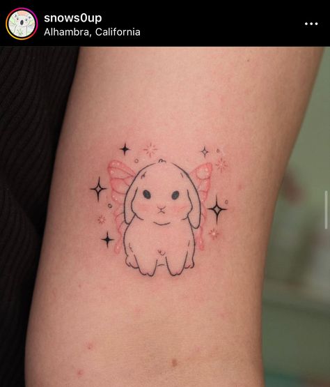 Strawberry Bunny Tattoo, Angel Bunny Tattoo, Bunny With Wings Tattoo, Cute Bunny Tattoo, Alas Tattoo, Venus Tattoo, Bunny Tattoo, Pink Tattoo, Bunny Tattoos