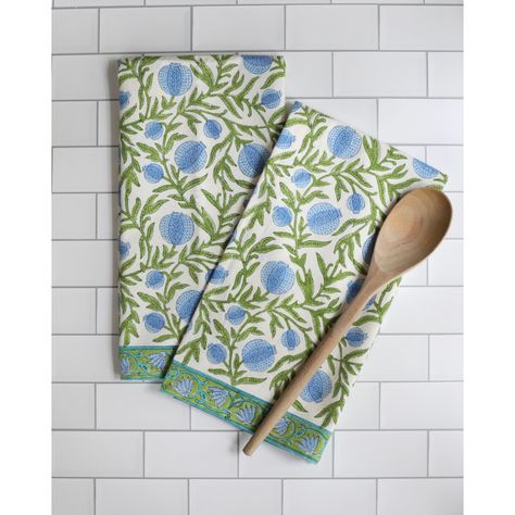 Kitchen Towel Pomegranate Blue, Set of 2 | Faire.com Artisan Kitchen, Mexican Kitchens, Boho Kitchen, Kitchen Towel Set, Humble Abode, Linen Pillows, Work For You, Kitchen Towel, Terry Cloth