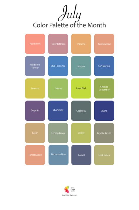 July Color Palette, Procreate Palettes, Embroidery Journal, June Colors, August Colors, Your Color Style, July Colors, Muted Yellow, Colour Therapy