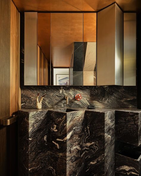 Flack Studio (@flackstudio_) • Instagram photos and videos Design Restroom, Terrace House Interior, Beach House Hotel, Peach Mirror, Flack Studio, Marble Detail, Restroom Design, Pacific Homes, Stone Basin