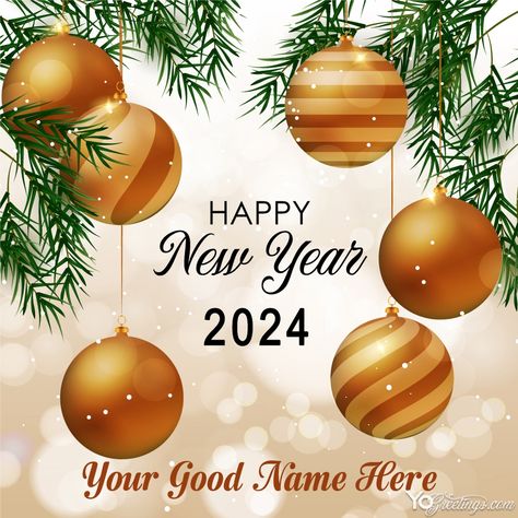 Happy New Year 2024 Wishes Card With Name Editor New Year Wishes Cards, Happy New Year Funny, Happy New Year Animation, New Year Card Design, New Year Wishes Images, Happy New Year Pictures, Happy New Year Gif, Happy New Year Wallpaper, New Year Gif