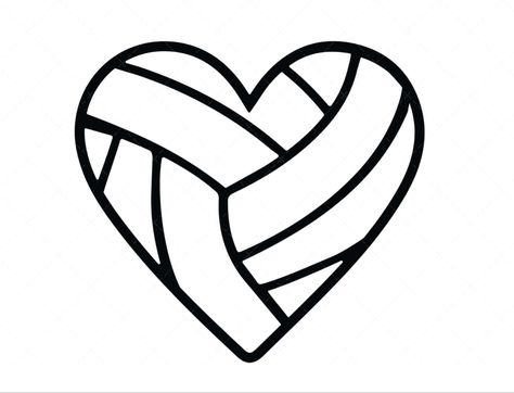 How To Draw A Volleyball, Volleyball Doodles, Volleyball Coloring Pages, Volleyball Poster Ideas, Heart Volleyball, Volleyball Silhouette, Volleyball Drawing, Volleyball Heart, Volleyball Poster