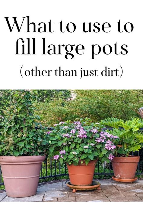 If you know me, you know I love a planter filled to the brim with seasonal colors. I have a variety of planters in just about every size on the stairs to and from our home and right outside our screen porch.With all these pots comes a whole bunch of soil…right? Nope! https://nourishandnestle.com/tricks-to-fill-a-large-planter/ Planting In Large Planters, Best Plants For Planters, Painted Planters Outdoor, Large Flower Pots Arrangements, What To Fill Large Planters With, Large Pots In Front Of House, Planting Large Pots Outdoor Planters, Planters For Patio, Best Plants For Large Outdoor Planters