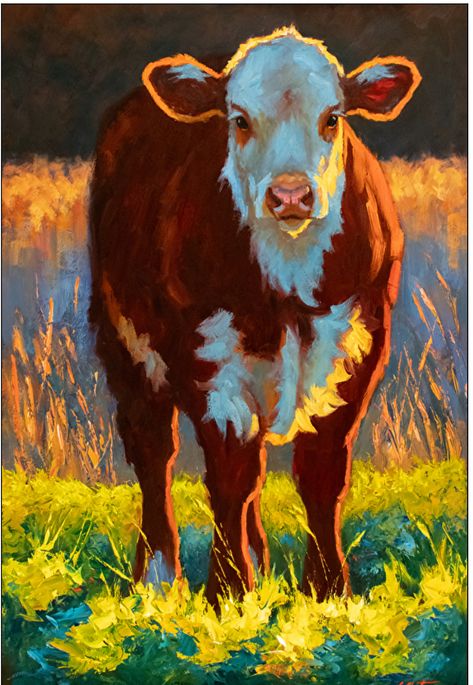 Cow Painting Aesthetic, Cow Painting Colorful, Cow Pasture Painting, Pig Oil, Rustic Cow Painting, Cows In Field Painting, Farm Animal Painting, Cow Artwork, Cow Photos