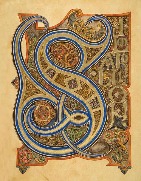 bensil Ta Moko Tattoo, The Silmarillion, The Letter S, Alfabet Letters, Book Of Kells, Medieval Manuscript, Illuminated Letters, German Art, Celtic Art