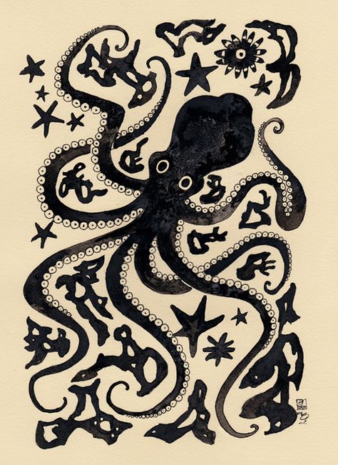 Octopus Mythology, Minoan Octopus, Greek Octopus, Minoan Pottery, Greek Creatures, Octopus Sketch, Minoan Civilization, Ancient Fish, Minoan Art