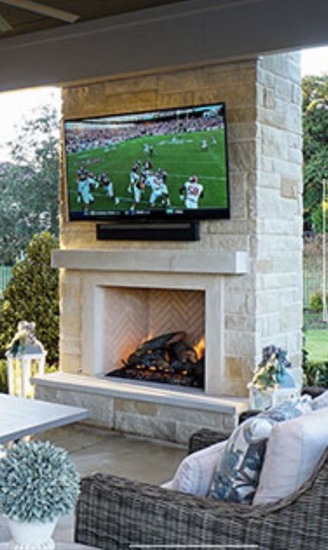 Shiplap Fireplace Outdoor, Covered Patio Fireplace Tv, Outdoor Patio With Tv And Fireplace, Outdoor Fireplaces With Tv Above, Patio Fireplace With Tv, Outdoor Gas Fireplace With Tv, Lanai Fireplace Ideas, Outdoor Tv Fireplace Wall, Corner Outdoor Fireplace Ideas