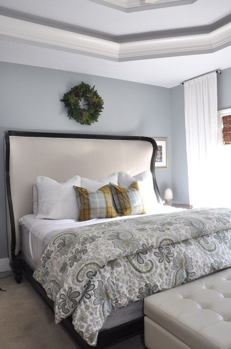 My Favorite Sherwin Williams Paint Colors - Evolution of Style Bedroom Paint Colors Sherwin Williams, Bedroom Paint Colors Master, Sherwin Williams Paint, Blue Gray Paint, Holiday Home Tour, Sherwin Williams Paint Colors, Grey Paint Colors, Bedroom Paint Colors, Bedroom Paint