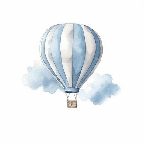 Baby Boy Painting Ideas, Watercolour Hot Air Balloon, Boy Painting Ideas, Hotairballoon Drawing, Hot Air Balloon Painting, Hot Air Balloon Watercolor, Hot Air Balloon Cartoon, Watercolor Hot Air Balloon, Hot Air Balloon Drawing