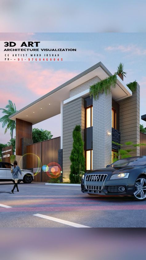 Colony Entrance Gate Design, Entrance Gate Design, Freelance Architect, Building Front Designs, Modern Bungalow House Design, Front Wall Design, Entrance Gate, Modern Entrance, Entrance Gates Design