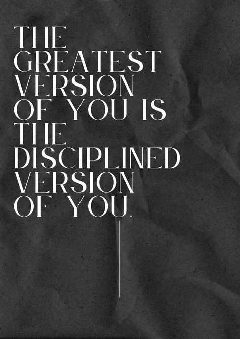 Unleash your full potential with this powerful motivational poster, "The Greatest Version of You." Centered around the theme of discipline, this digital download serves as a constant reminder that the path to becoming your best self starts with daily commitment and perseverance. Why You'll Love It: Instant Download: Get your high-resolution digital file immediately after purchase, ready to print and display in your favorite space. Motivational Message: This poster is designed to inspire discipli Discipline Astethic, The Goal Is To Be Extremely Educated, Perseverance Art, Mens Motivation, Discipline Aesthetic, Discipline Over Motivation, Dark Motivation, Rich Motivation, Luxury Motivation