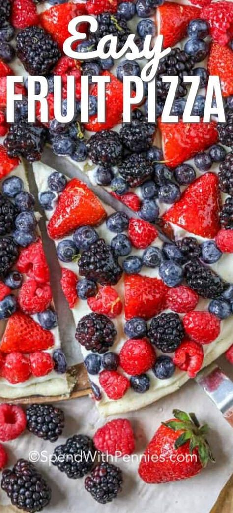 Fruit Pizza Crust, Pizza Sugar Cookie, Easy Fruit Pizza, Fruit Desserts Easy, Best Summer Desserts, Sugar Cookie Crust, Summer Produce, Fruit Pizza, Dessert Pizza