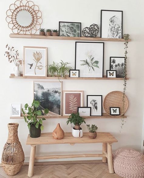 Shelf Decor Living Room, Boho Interiors, Living Room Shelves, Interior Plants, Boho Living Room, Home Design Decor, Shelf Decor, Design Interior, Home Decor Inspiration