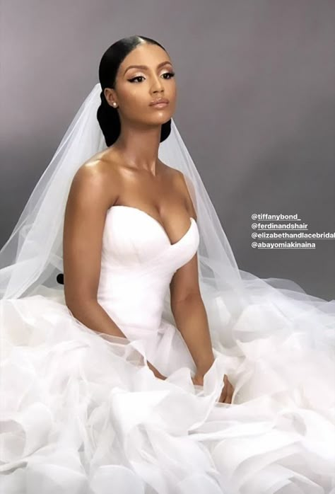 Black Bride Headpiece, Modern Wedding Dress Black Women, Bride Hairstyles With Veil Black Women, Wedding Dresses Black Women Ball Gown, Black Woman Wedding Hair, Bridesmaid Black Women, Black Women In Wedding Dresses, Wedding Dresses On Black Women, Bride Hairstyles For Black Women