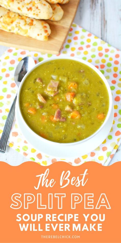 Split Pea Soup For Two, Pea Soup Crockpot, Soup Recipe With Ham, Hambone Soup, Best Split Pea Soup, Italian Sides, Green Split Pea Soup, Slow Cooker Split Pea Soup, Recipe With Ham