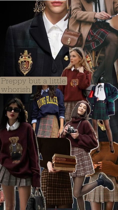 Plaid skirts, preppy, dark academia, winter fashion Academia Skirt Outfit, Plaid Skirt Outfit Aesthetic, Preppy Outfits Winter, 2025 Prep, Skirts Preppy, Dark Academia Winter, Edgy Preppy, Light Academia Fashion, Preppy Chic Style