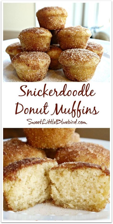 Snickerdoodle Donut Muffins - Simple to make,  so good. A family favorite!  | SweetLittleBluebird.com Snickerdoodle Muffins, Doughnut Muffins, Doughnut Pan, Donut Muffins, Nice Recipes, Pan Recipes, Cup Cakes, Food Cakes, Breakfast Casserole