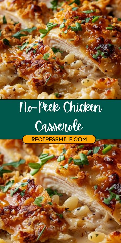 Freezable Chicken Casseroles, Chicken Recipes No Cheese, No Peek Chicken Casserole, Chicken Thighs Casserole Recipes, No Peek Chicken And Rice Casserole, No Peak Chicken With White Rice, Chicken Casseroles For Two, Chicken And Rice Casseroles, No Peek Chicken And Rice