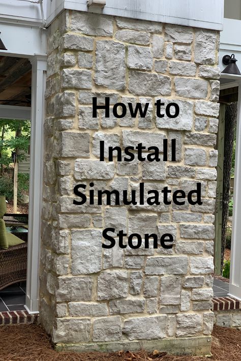 Make Concrete Look Like Stone, Faux Stone Exterior Before And After, Diy Stone Siding, Interior Stone Wall Ideas, Horizon Stone, Faux Stone Sheets, Stone Veneer Exterior, Stone Installation, Faux Stone Veneer