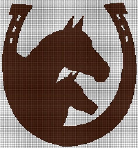 Horseshoe Cross Stitch, Horse Cross Stitch Patterns, Macrame Earrings, Horse Head, Canvas Crafts, Stitch Design, Simple Patterns, Crochet Stitches, Pixel Art