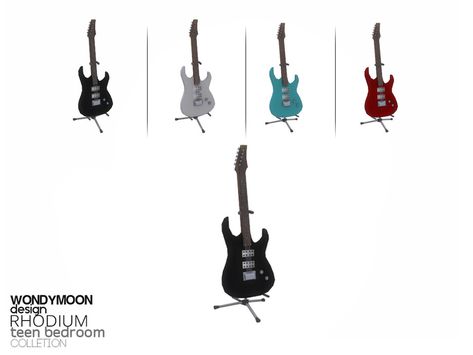 Sims 4 — Rhodium Guitar by wondymoon — - Rhodium Teen Bedroom - Guitar - Wondymoon|TSR - May'2015 Ibanez Guitars, Sims 4 Bedroom, Fender Strat, Peter Steele, Sims 4 Teen, Sims 4 Collections, Sims 4 Build, Sims Mods, Teen Bedroom