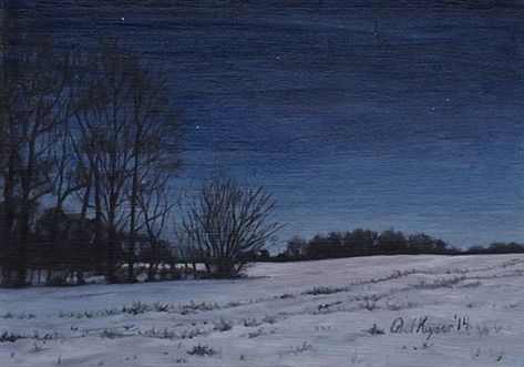 Snow Night Painting, Field At Night, Snow At Night, Board Night, Snow Cabin, Snow Painting, Snowy Field, Snow Night, Realism Artists