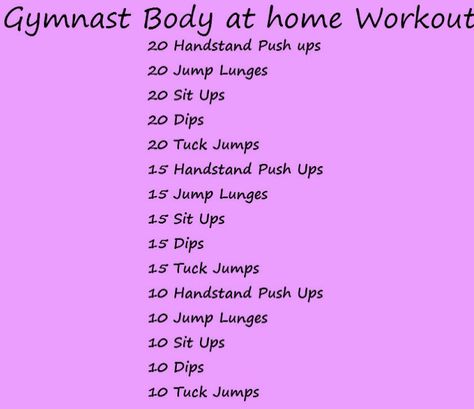 Ive put together a list of 10 exercises you can do at home to improve your gymnastics skills. Description from pinterest.com. I searched for this on bing.com/images Gymnastics At Home, Gymnastics Conditioning, Gymnastics Tricks, Gymnastics Stretches, Gymnastics Quotes, Cheer Workouts, Gymnastics Skills, Gymnastics Coaching, Workout List