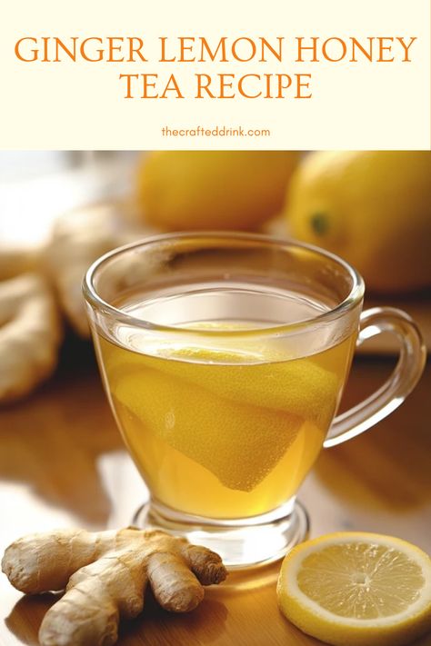 Delicious Ginger Lemon Honey Tea, perfect for relieving cold weather ailments. Warm, soothing drink infused with fresh ginger, tangy lemon and sweet honey. Honey Lemon Ginger Tea Recipe, Ginger Lemon Honey Tea Benefits Of, Lemon Ginger Tea Recipe, Wellness Tea Recipes, Honey Lemon Ginger Cold Remedy, Ginger Honey Lemon Tea, Ginger Shot Benefits, Honey Tea Recipe, Lemon Ginger Tea Benefits