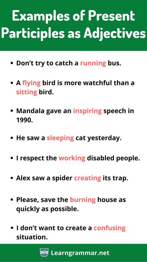 When a verb (base form) + ing is used as the adjectives in sentences, it is called a present participle. When it works as a noun in a sentence, it becomes a gerund, and when it comes with a ‘be’ verb to indicate continuous tense, it works as a finite verb and loses the feature to be a participle. #verb #english #vocabulary #noun #grammar #learn #englishlanguage #learnenglish #verbs Noun Grammar, Verb English, Verbal Tenses, New Words In English, Present Participle, Study English Language, Verb Forms, Nouns And Verbs, Life Hacks Websites