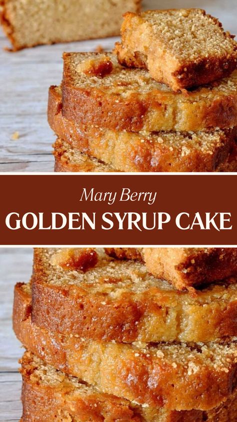 Mary Berry Golden Syrup Cake Syrup Sponge Cake, Golden Syrup Cake Recipe, Baking With Milk Recipes, Recipes Using Golden Syrup, Golden Syrup Cookies, Gluten Free Loaf Cake Recipes, Cake Syrup Recipes, Golden Berries Recipes, Self Raising Flour Recipe Baking