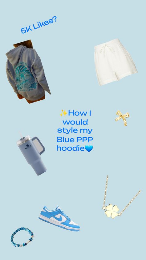 This is how I would style my Blue pink palm puff hoodie if I had one!💙 Can we get this to 5k likes? 💙🌴✨️ #pinkpalmpuff #Bluehoodie #5klikes Puff Hoodie, I Have No One, 5 K, Beach Background, Blue Hoodie, Style Me, Dress Up, Pink, Blue