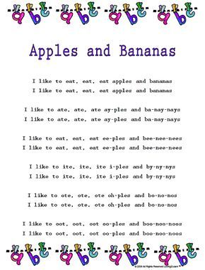 Apples and bananas song Apples And Bananas Song, Daycare Songs, Fruit Song, Apples And Bananas, Preschool Poems, Transition Songs, Nursery Rhymes Lyrics, Children Songs, Circle Time Songs