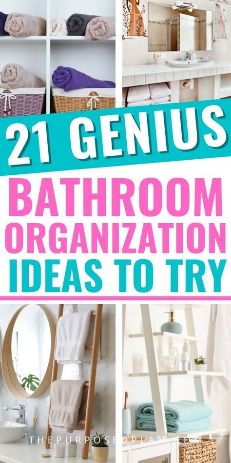 genius small bathroom organization ideas (on a budget!) Small Bathroom Organization Ideas, Easy Bathroom Organization, Bathroom Organization Countertop, Bathroom Organization Ideas, Bathroom Organization Hacks, Organized Bathroom, Bathroom Drawer Organization, Bathroom Storage Hacks, Organizing Products