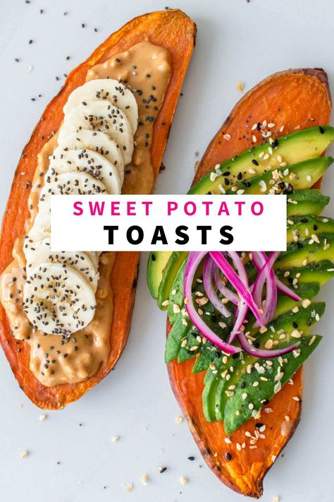 Toaster Sweet Potato Toast, Vegan Breakfast Sweet Potato, Vegan Sweet Potato Recipes Breakfast, Toaster Oven Sweet Potato, Sweet Potato Toast Recipes, Raw Sweet Potato Recipes, Sweet Potato Slices Baked, Sweet Potato Toaster Oven, Sweet Potato Recipes Breakfast