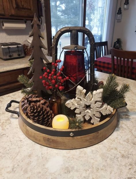 Farmhouse Christmas Centerpieces For Table, Christmas Decor For Kitchen Island Table Centerpieces, Dining Room Table Centerpiece Ideas Center Pieces Christmas Decorations, Lazy Susan Christmas Decor, Kitchen Island Christmas Centerpiece, Kitchen Table Christmas Centerpiece, Christmas Island Decor, Kitchen Island Christmas Decor, Birch Decor