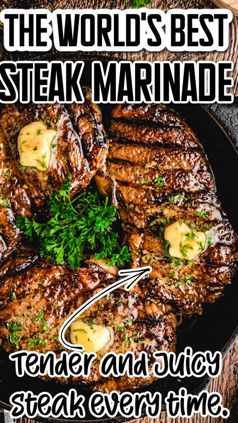 Looking for the ultimate way to elevate your steak? Try the world's best steak marinade! This recipe is packed with flavor, tenderizing your meat to perfection and making every bite a savory delight. Whether you're grilling or pan-searing, this is truly the best steak marinade recipe you'll ever need. Blade Steak Marinade, Steak Tip Marinade Recipes, Grilling Steak Marinade, Meat Marinade Recipes Steaks, Steak Tips Marinade Recipes, Best Steak For Grilling, The Best Steak Recipes, Steak Tips Marinade, Perfect Steak Marinade