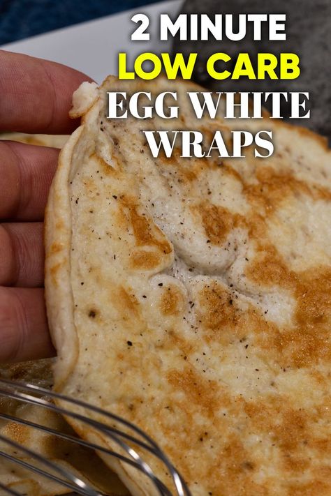 Keep the wrap and drop the carbs with some Quick Egg White Low Carb Wraps! This keto friendly recipe takes just a couple ingredients to make and is guaranteed to satisfy. 💪 #lowcarb #keto #lowcarbrecipe #ketorecipe #eggwhite #wraps Low Carb Wrap Recipes, Egg White Wraps, Keto Wraps, Egg Whites Wrap, Egg Wraps, White Recipes, Egg White Recipes, Low Carb Wraps, Easy Slow Cooker Chicken