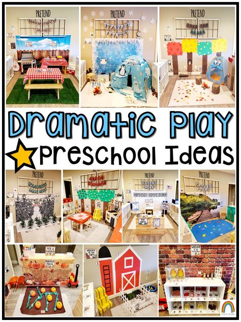 https://www.teacherspayteachers.com/Product/Preschool-Dramatic-Play-Bundle-9857595 Dramatic Play Set Up Preschool, Preschool Dramatic Play Themes, Preschool Fall Dramatic Play Ideas, Teacher Dramatic Play, Dramatic Play Area Preschool, Play Based Preschool, Dramatic Play Centers Preschool, Dramatic Play Ideas, Teacher Vision Board