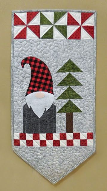 Gnome Wall Hanging, Gnome Quilt, Mini Patchwork, Wall Hanging Pattern, Wall Art Scandinavian, Quilted Wall Hanging, Cute Banners, Scandinavian Gnomes, Quilted Table Toppers